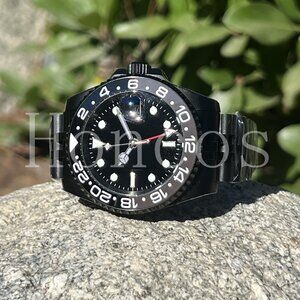 Custom Made GMT MODS Style Watch 126710GRNR Bruce Wayne NH34 Movement Black